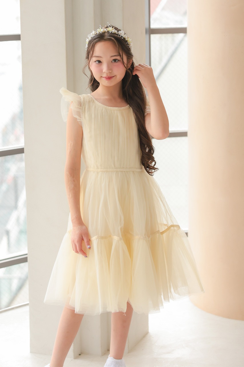 販売のみ】Kids パール＆フラワー ヘッドドレス イエロー｜結婚式の