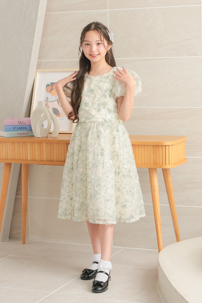 Kids 3Dエンブロイダリープリンセスドレス 140cm｜結婚式のパーティー