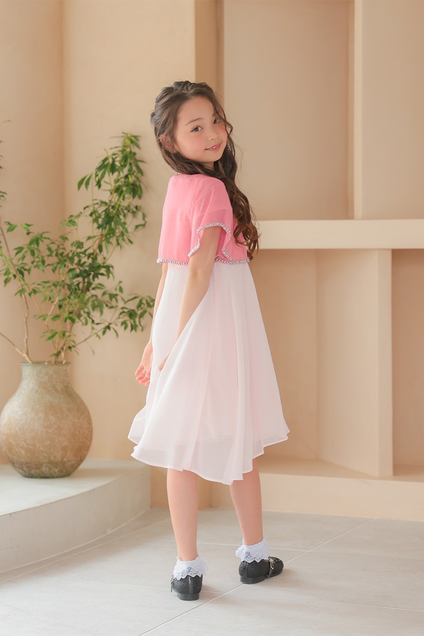 Kids エアリーシフォンビーズボレロ ピンク 5-6歳｜結婚式のパーティー