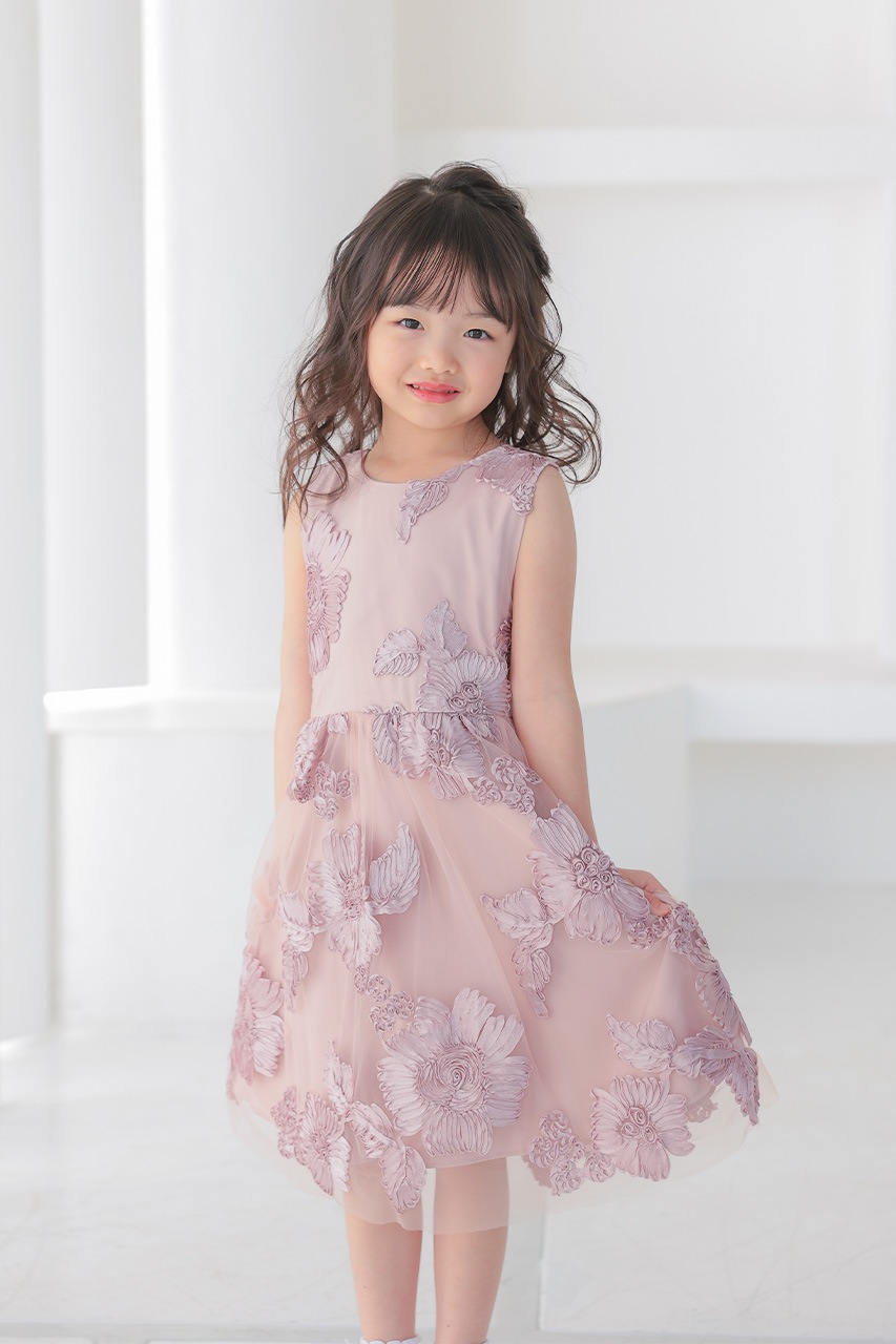 Kids 3Dエンブロイダリードレス 5歳｜結婚式のパーティードレス