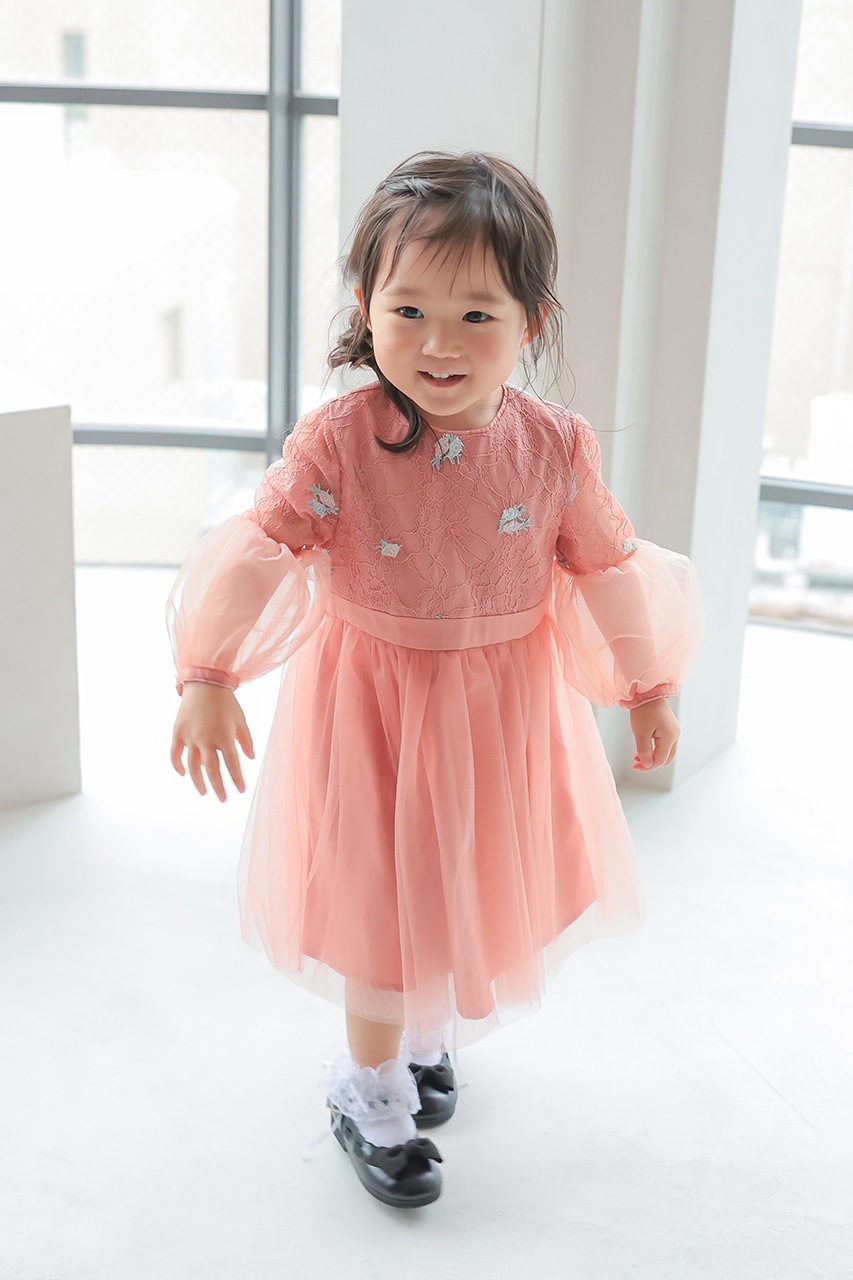 チュールバルーンスリーブドレスパーティー結婚式 Kids バルーンスリーブチュールドレス 3歳|結婚式のパーティー
