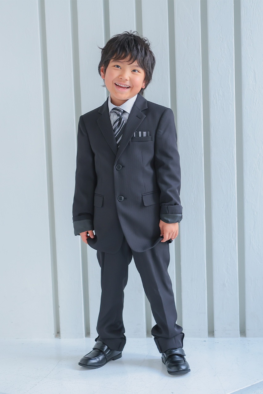 センスのいい お歳暮 Boys ストライプフォーマルスーツ ブラック 140cm(シャツ フォーマル・ドレス・スーツ