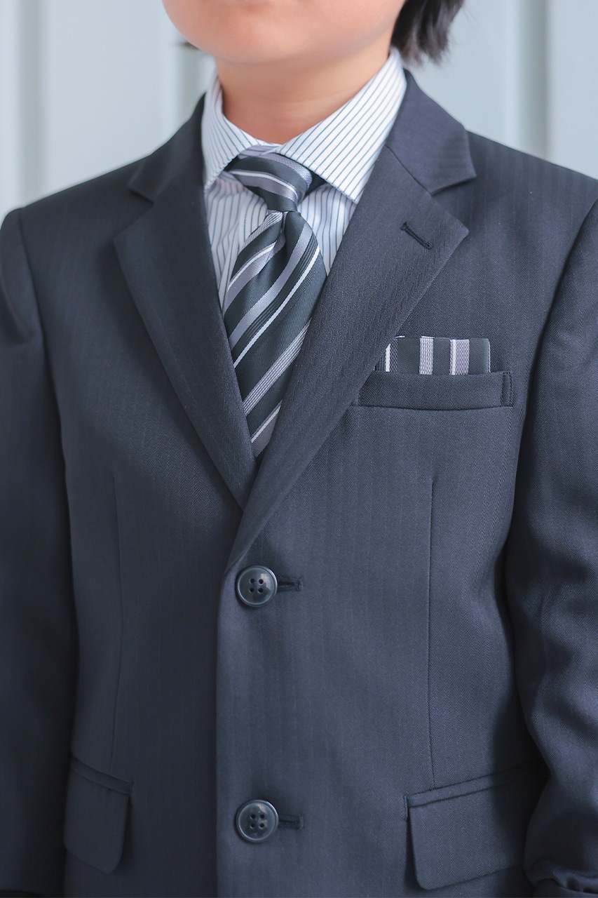 男の子ブラックストライプスーツ 140cmワイシャツフォーマルパンツ