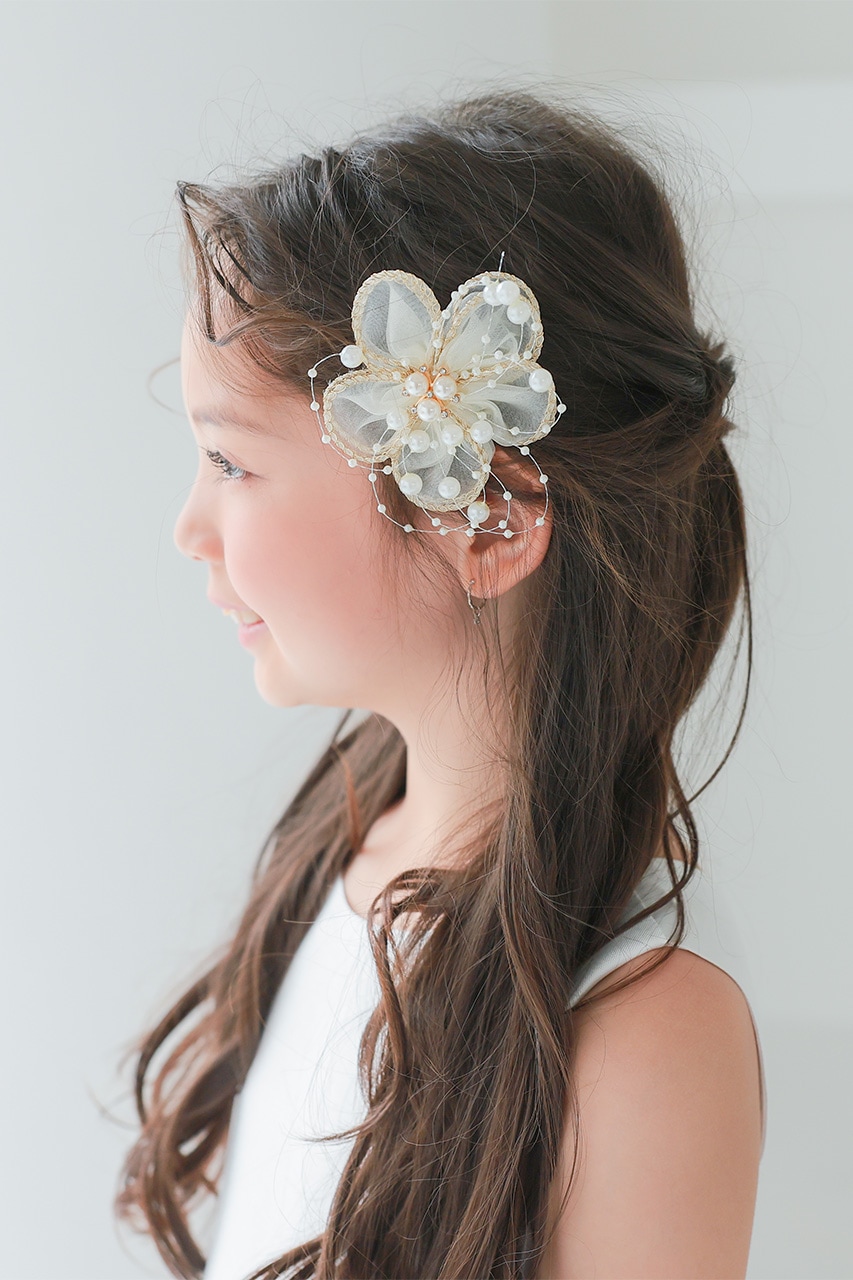 ꫛꫀꪝ【パール付き立体フラワー②】ベビーヘアクリップ　キッズヘアクリップ 楽天市場】【 ベビー ヘアクリップ 】ニット パール付 二重