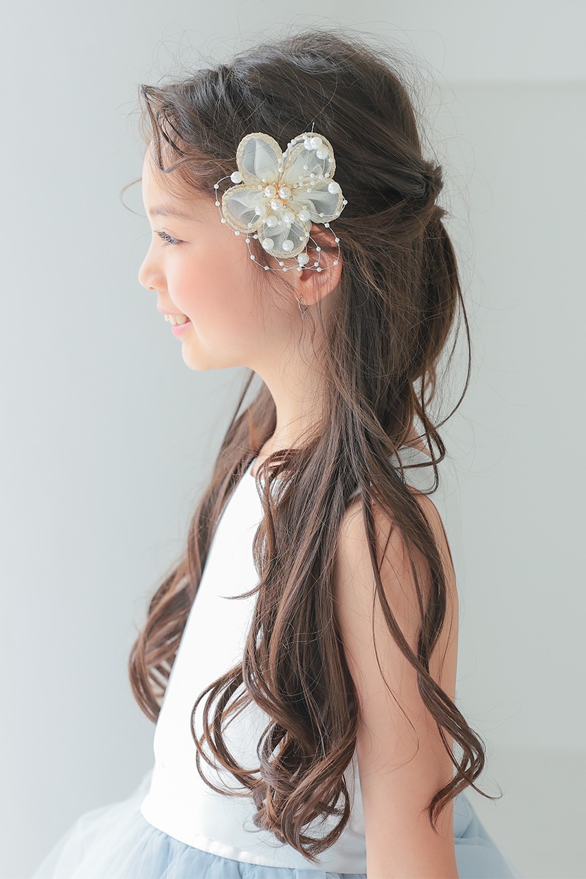 販売のみ】パール付きフラワーヘアクリップ｜結婚式のパーティードレス