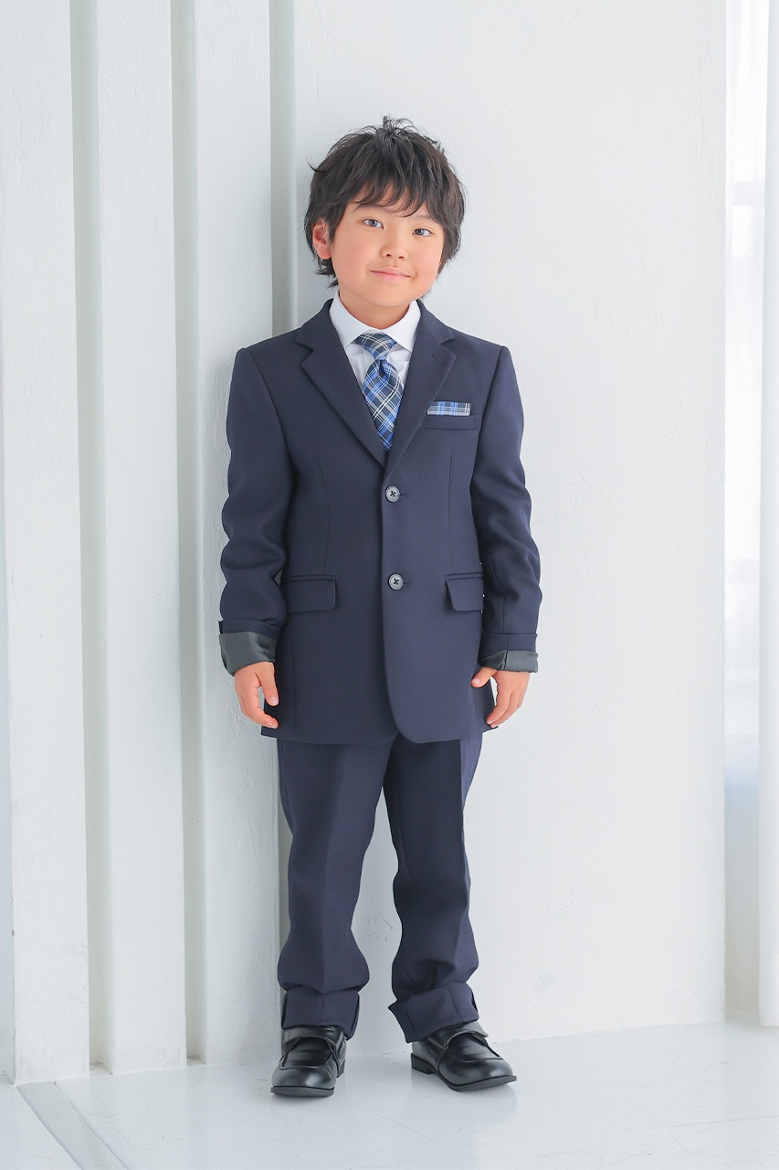 【セール】福袋/福箱ファッション通販 Boys ヘリンボーンチェックフォーマルスーツ 140cm ネイビー フォーマル・ドレス・スーツ