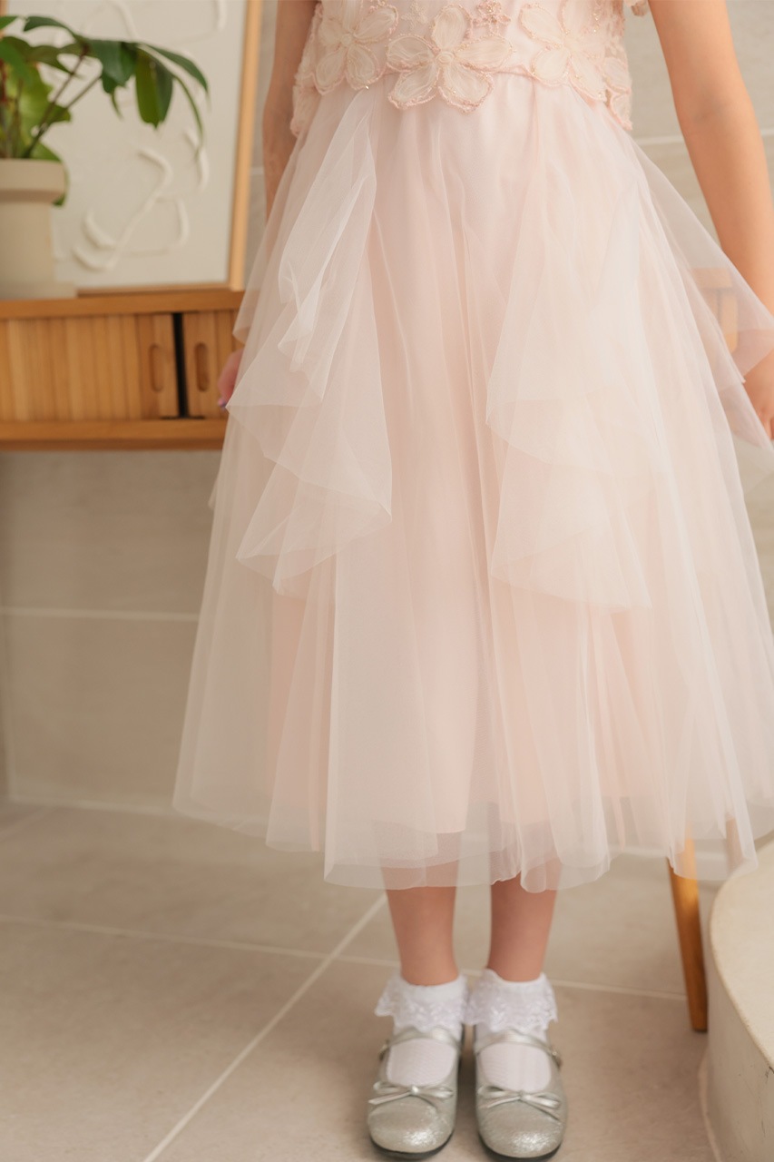 Kids 3Dフラワーラッフルフリルドレス 135cm｜結婚式のパーティー