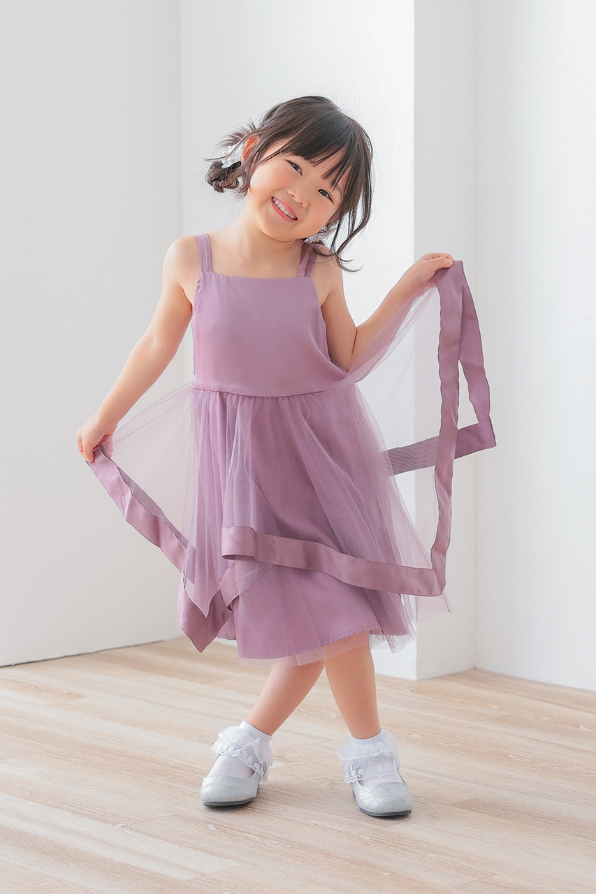 【中古品】ピンク アシンメトリードレス 日本製 ガール GIRL ビスチェ風アシンメトリーデザインロング丈プリーツ