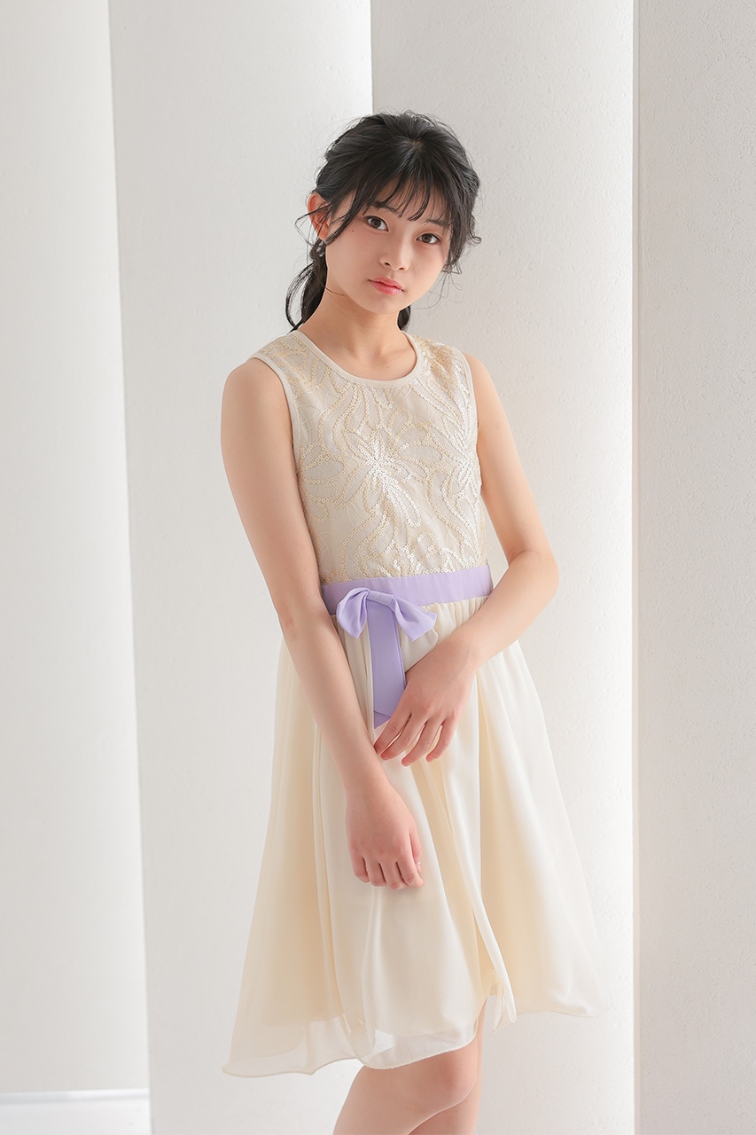 Kids ライラックリボンデザインドレス 11-12歳｜結婚式のパーティー