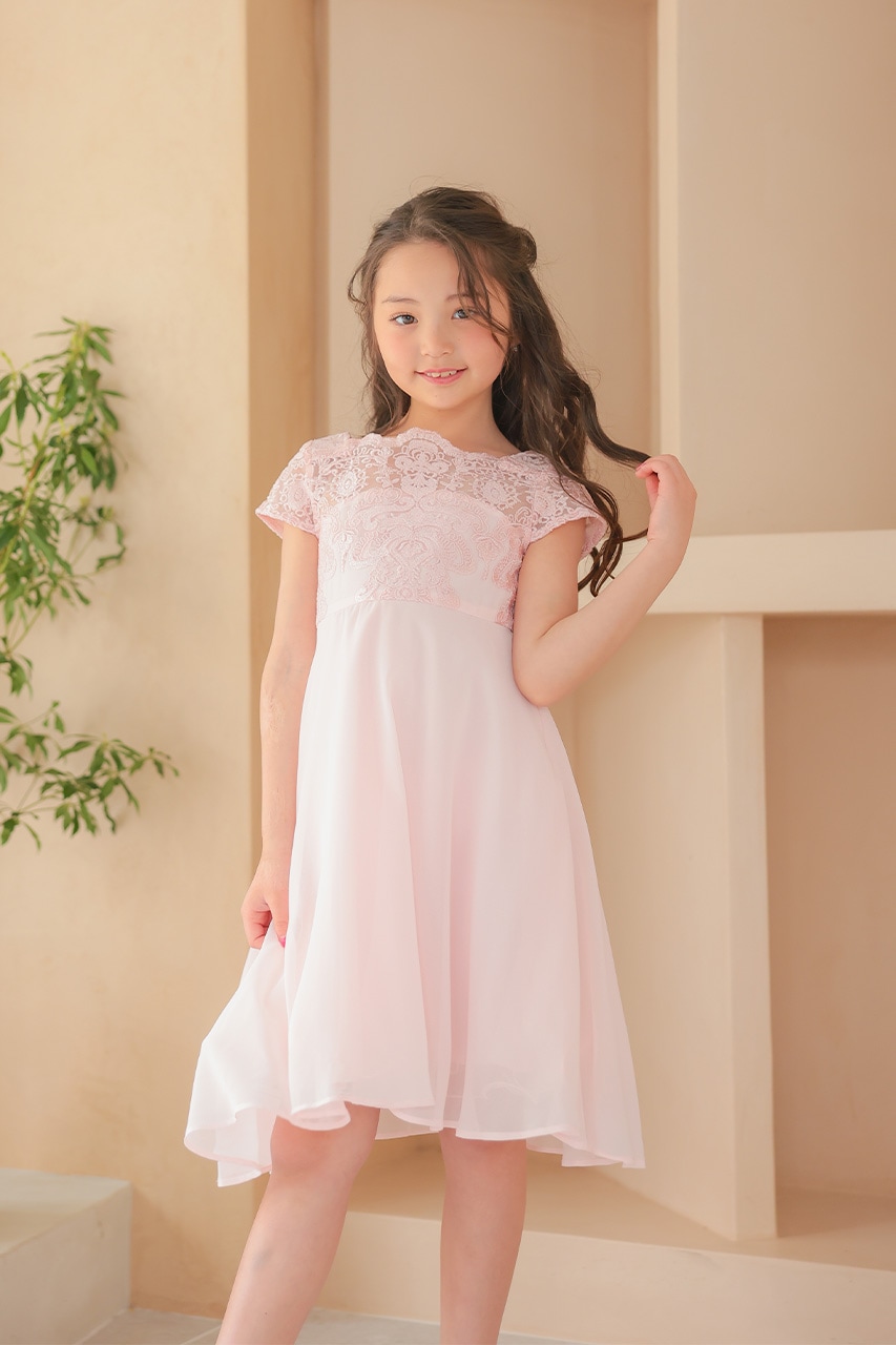 カーブパネルエンブロイダリードレス ピンク ピンクのカーブパネルエンブロイダリードレス M/FRAY.IDの