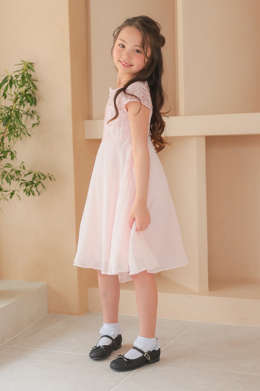 Kids エンブロイダリーAラインドレス ピンク 7歳｜結婚式のパーティー