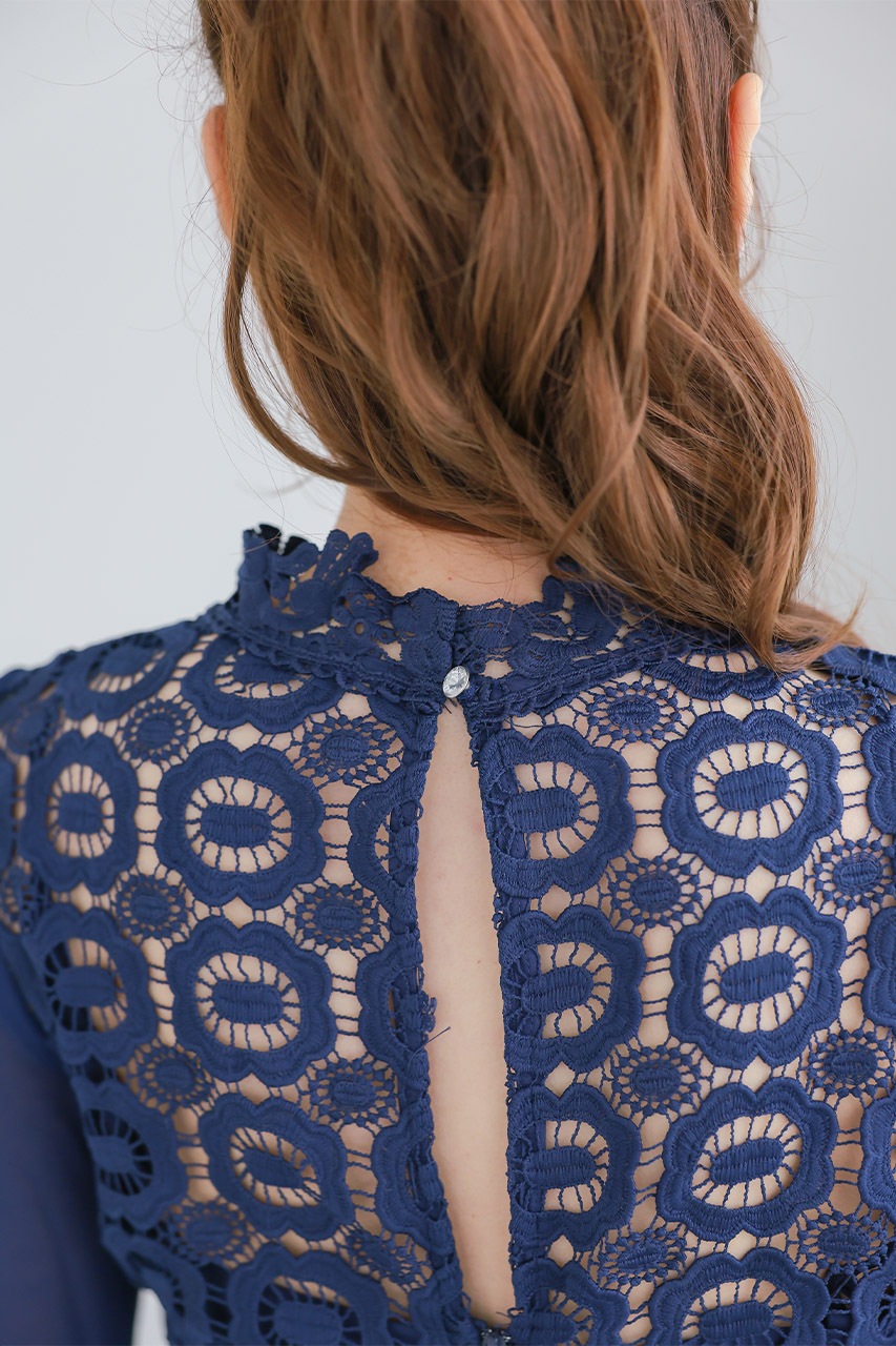 クローシェレースシフォンミディドレス｜結婚式のパーティー