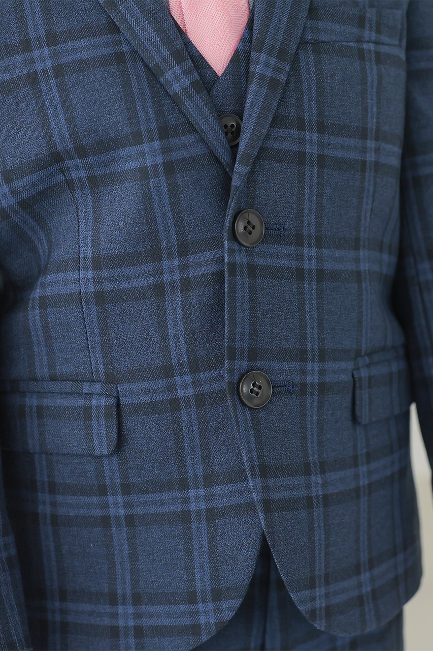 Boys ネイビーチェックフルセットスーツ 115-120cm(シャツ/ジャケット