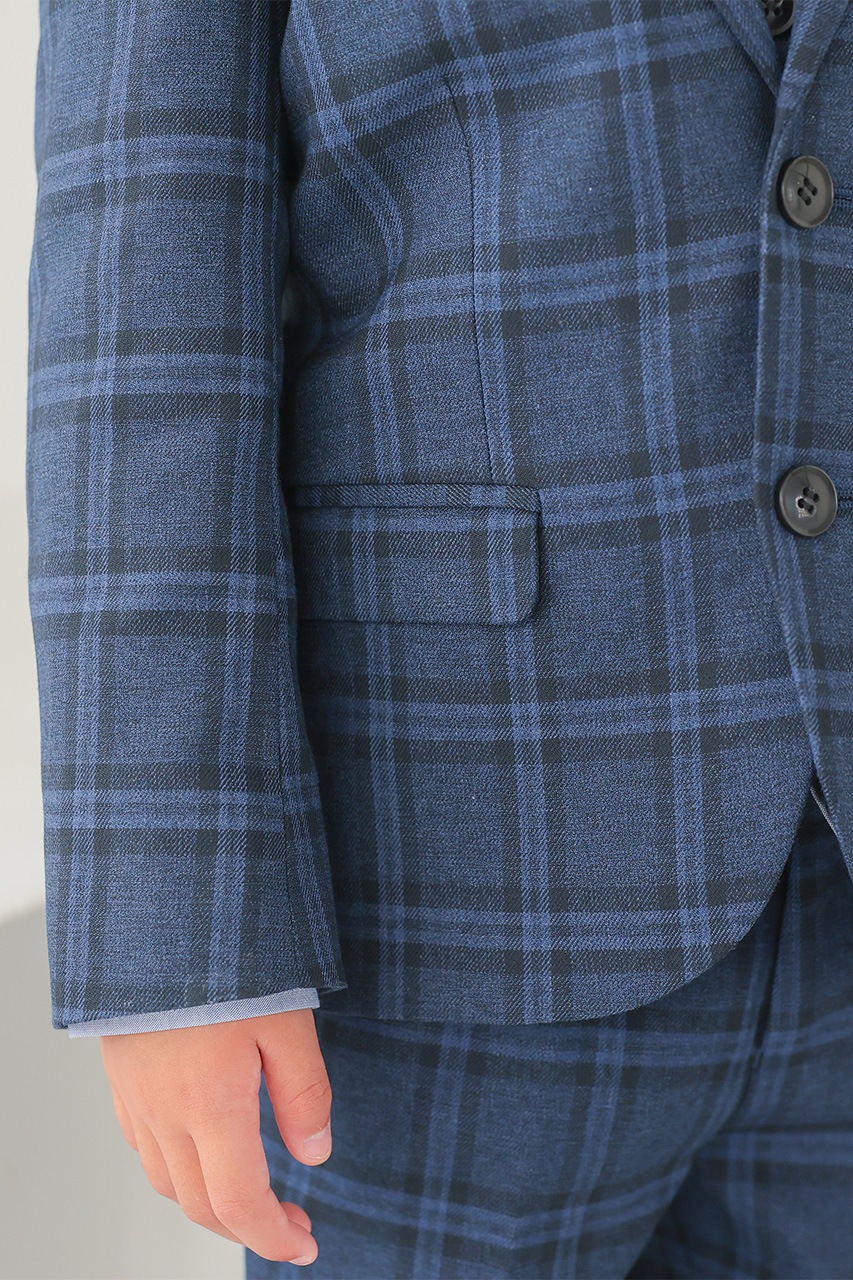 Boys ネイビーチェックフルセットスーツ 115-120cm(シャツ/ジャケット