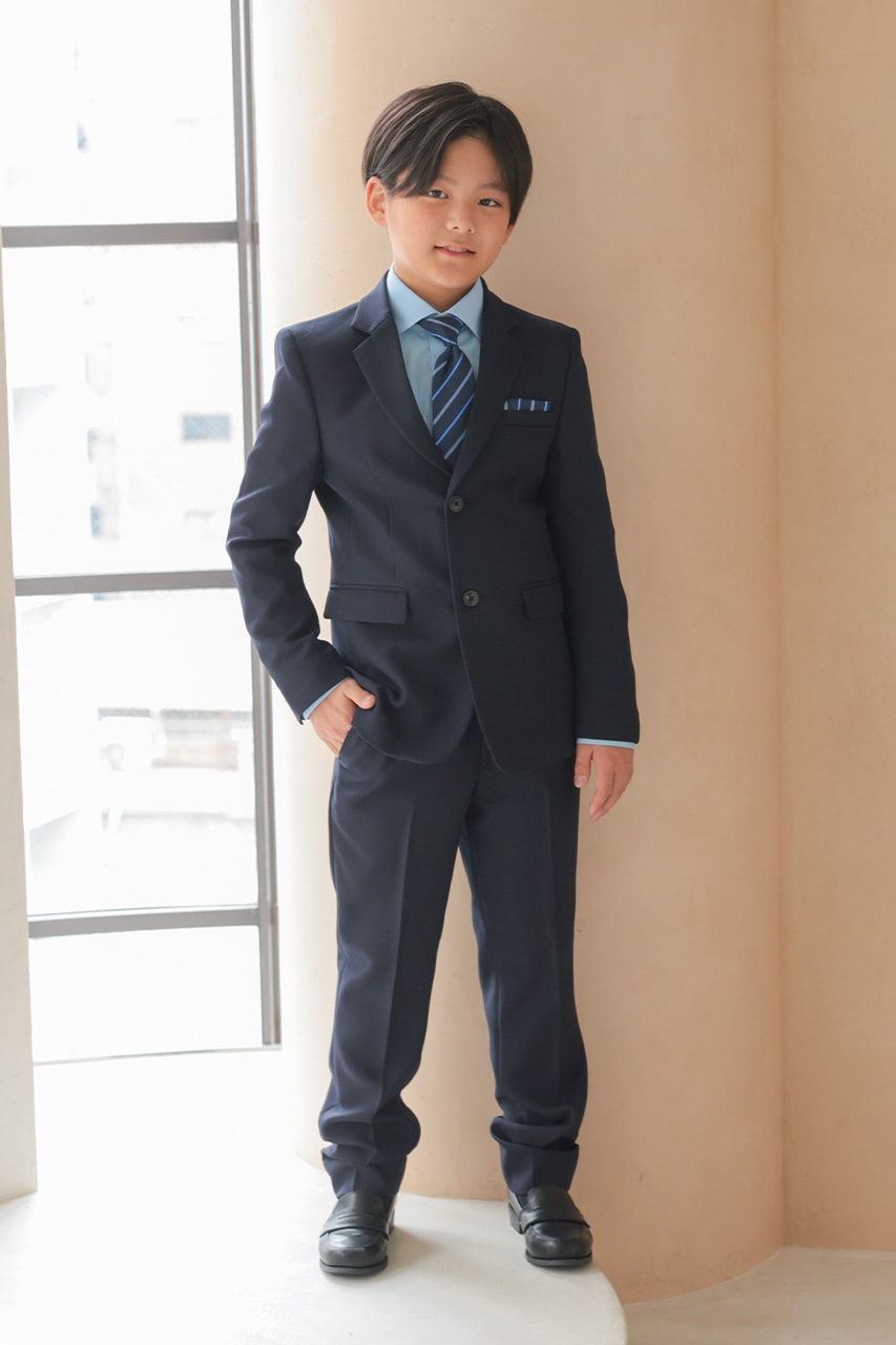 Boys 2つ釦ベーシックフォーマルスーツ ネイビー 160cm(シャツ
