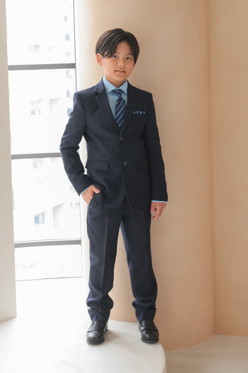 Boys 2つ釦ベーシックフォーマルスーツ ネイビー 160cm(シャツ
