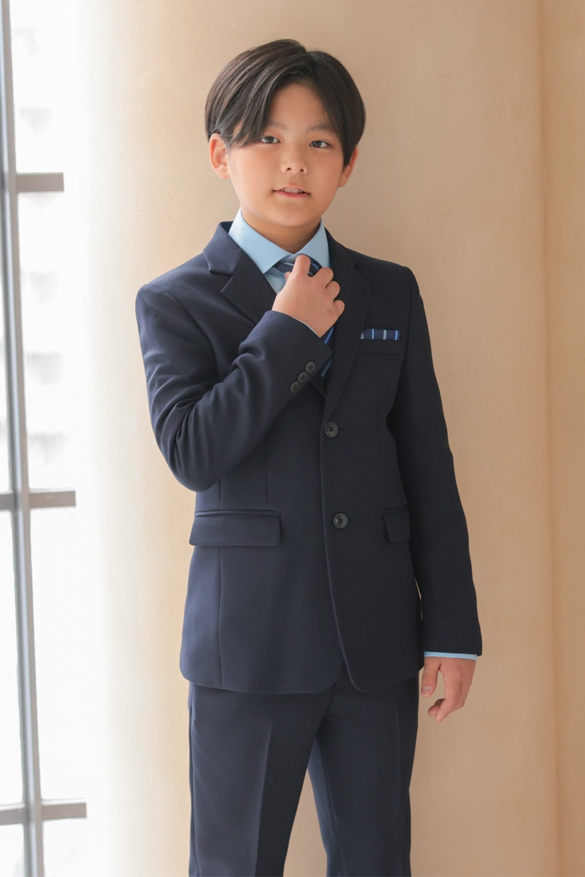 Boys 2つ釦ベーシックフォーマルスーツ ネイビー 160cm(シャツ