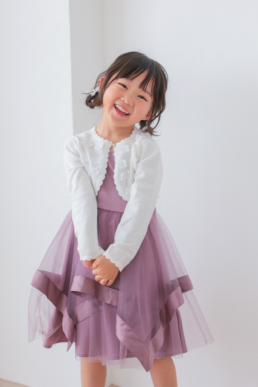 Kids 3Dフラワーニットボレロ 3-4歳｜結婚式のパーティードレス