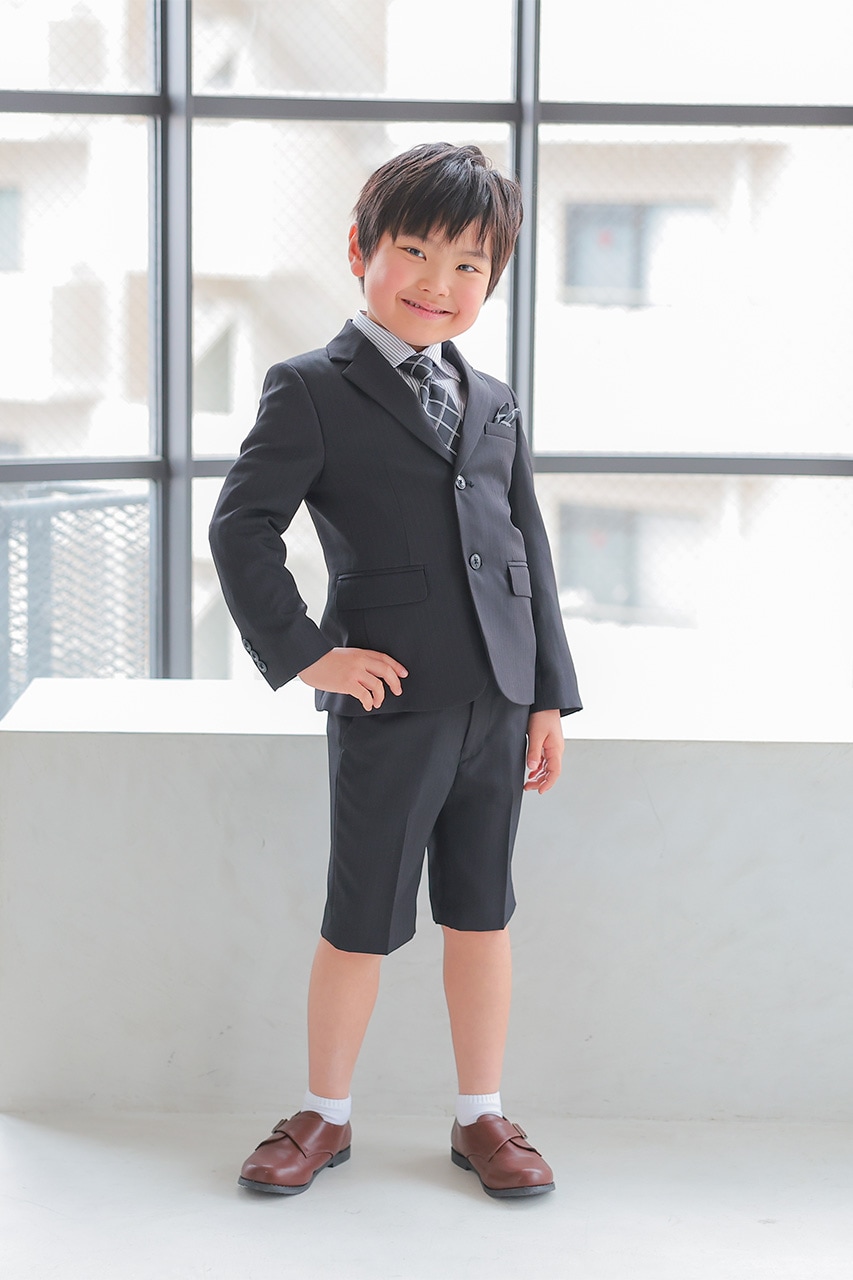 Boys ストライプフォーマルスーツ ブラック 130cm(シャツ/ジャケット