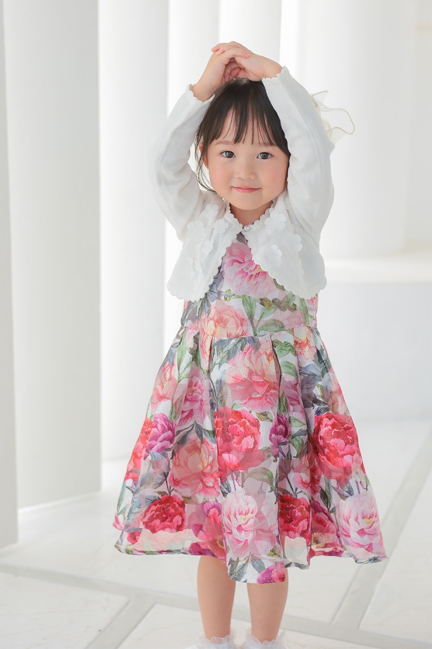Kids 3Dフラワーニットボレロ 5-6歳｜結婚式のパーティードレスなら