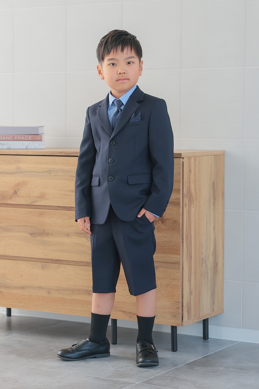 Boys 3つ釦ドット柄フォーマルスーツ 125cm(シャツ/ジャケット/パンツ