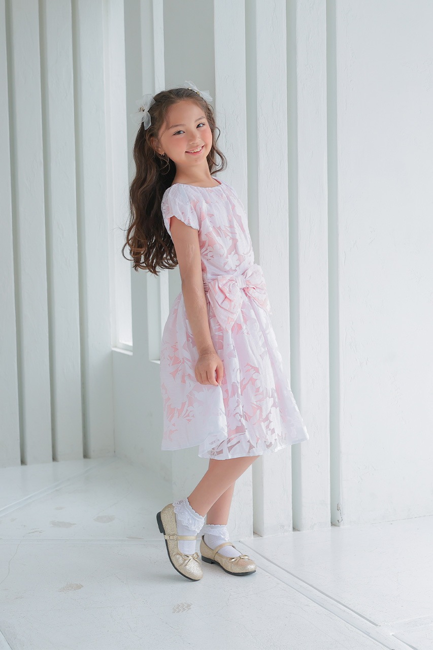 Kids オーガンジーウエストリボンドレス 9-10歳｜結婚式の