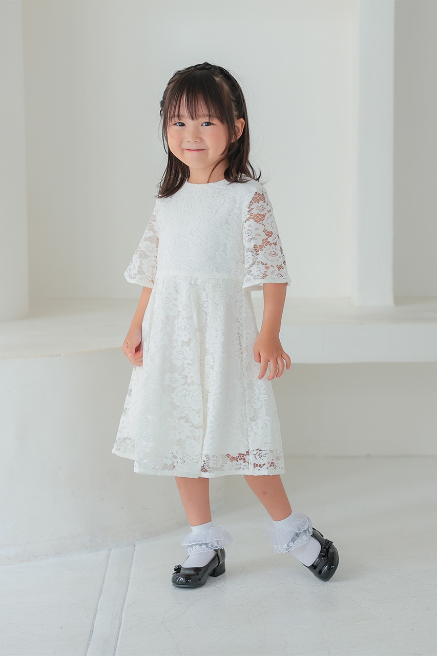 Kids フレアスリーブフラワーレースドレス 3歳｜結婚式のパーティー