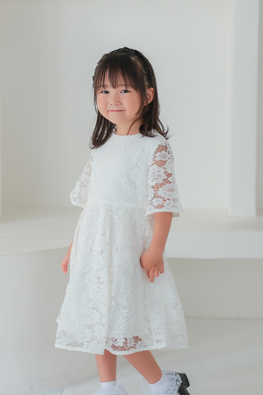 Kids フレアスリーブフラワーレースドレス 3歳｜結婚式のパーティー