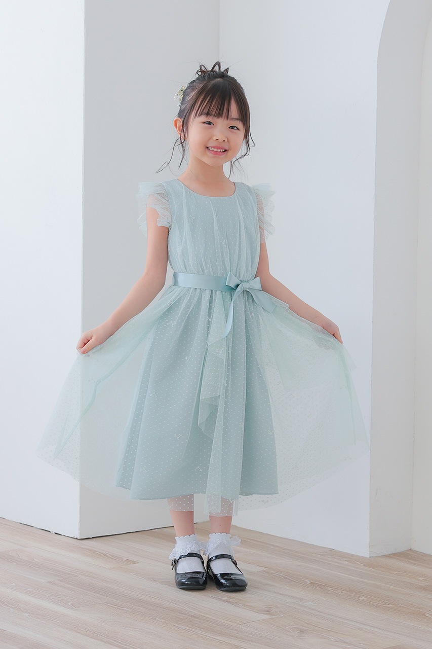 Kids ドットチュールギャザーフリルドレス 6歳｜結婚式の