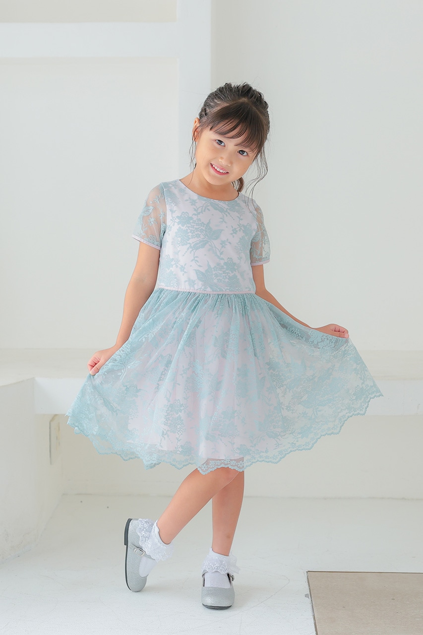 子ども用　ドレス Kids ゴールド刺繍Aラインドレス ネイビー 3歳｜結婚式の