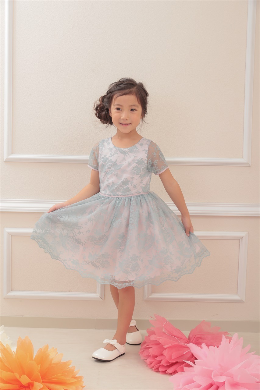 Kids セージレースプリンセスドレス 5-6歳｜結婚式のパーティー