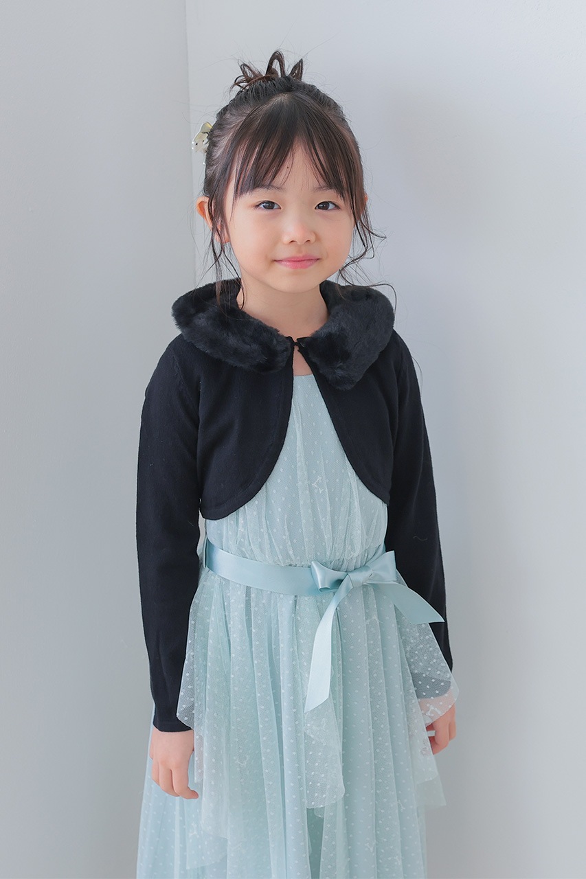 Kids ファーニットボレロ ブラック 5-6歳｜結婚式のパーティードレス 