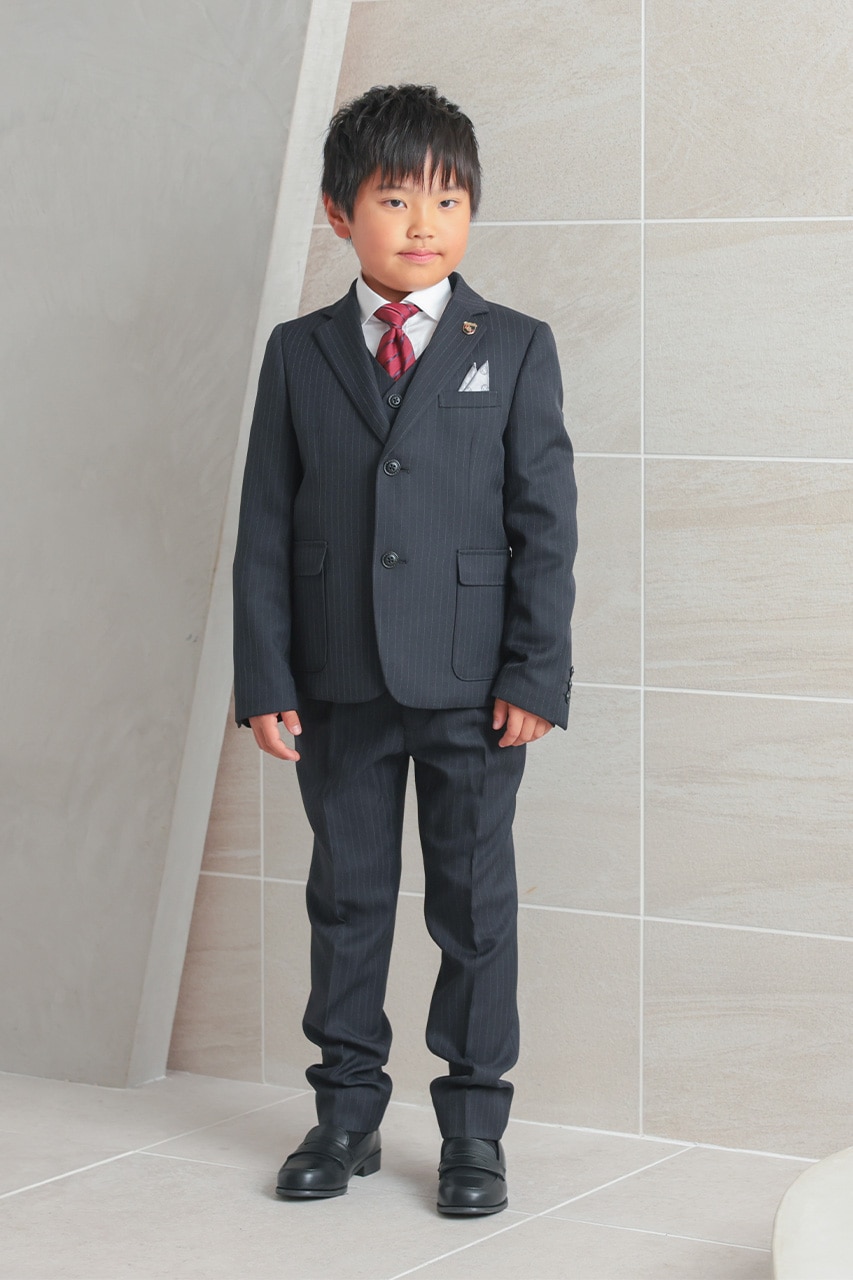 組み合わせが選べる】Boys ストライプフルセットスーツ ブラック 140cm