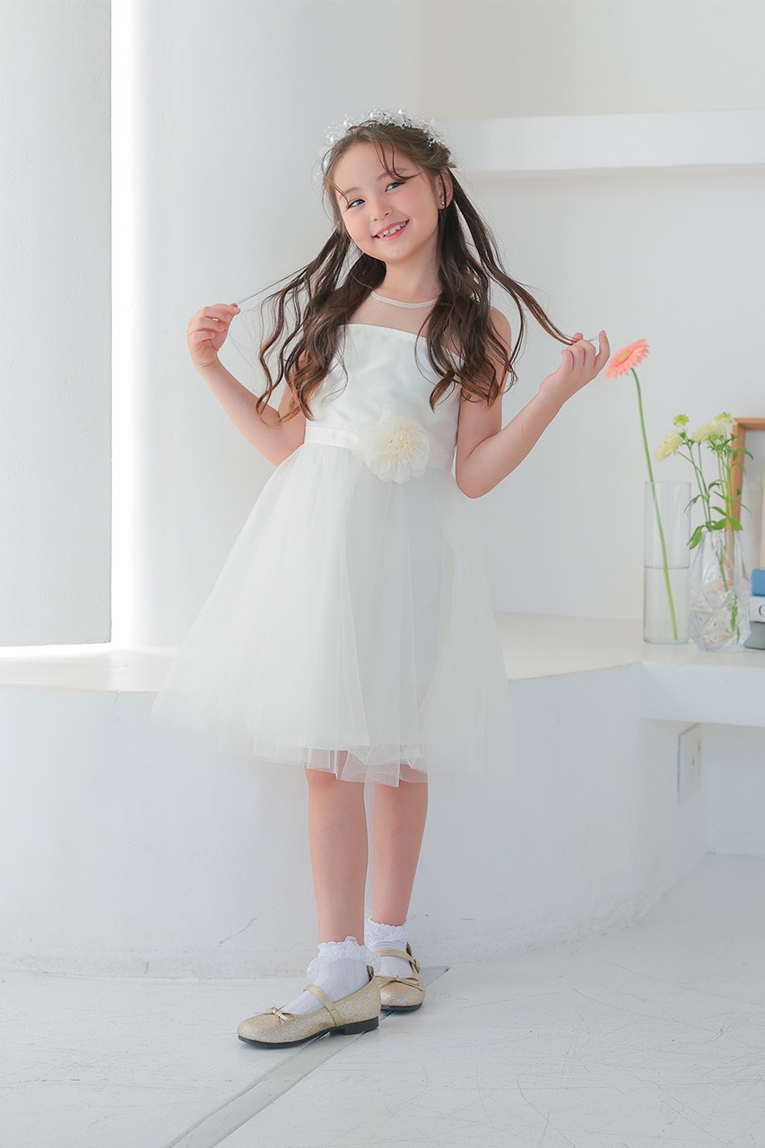 Kids フラワーコサージュチュールドレス 5歳｜結婚式のパーティー