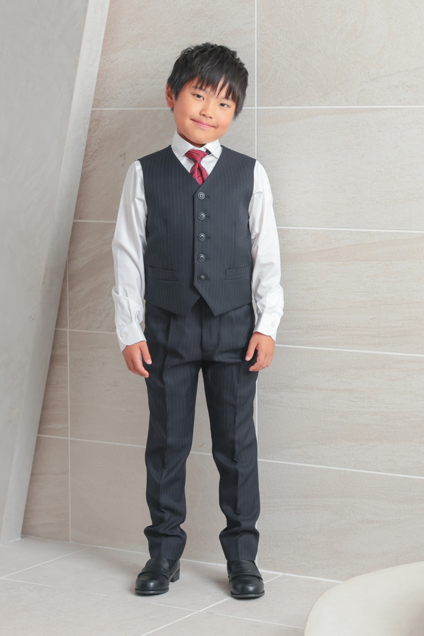 組み合わせが選べる】Boys ストライプフルセットスーツ ブラック 150cm