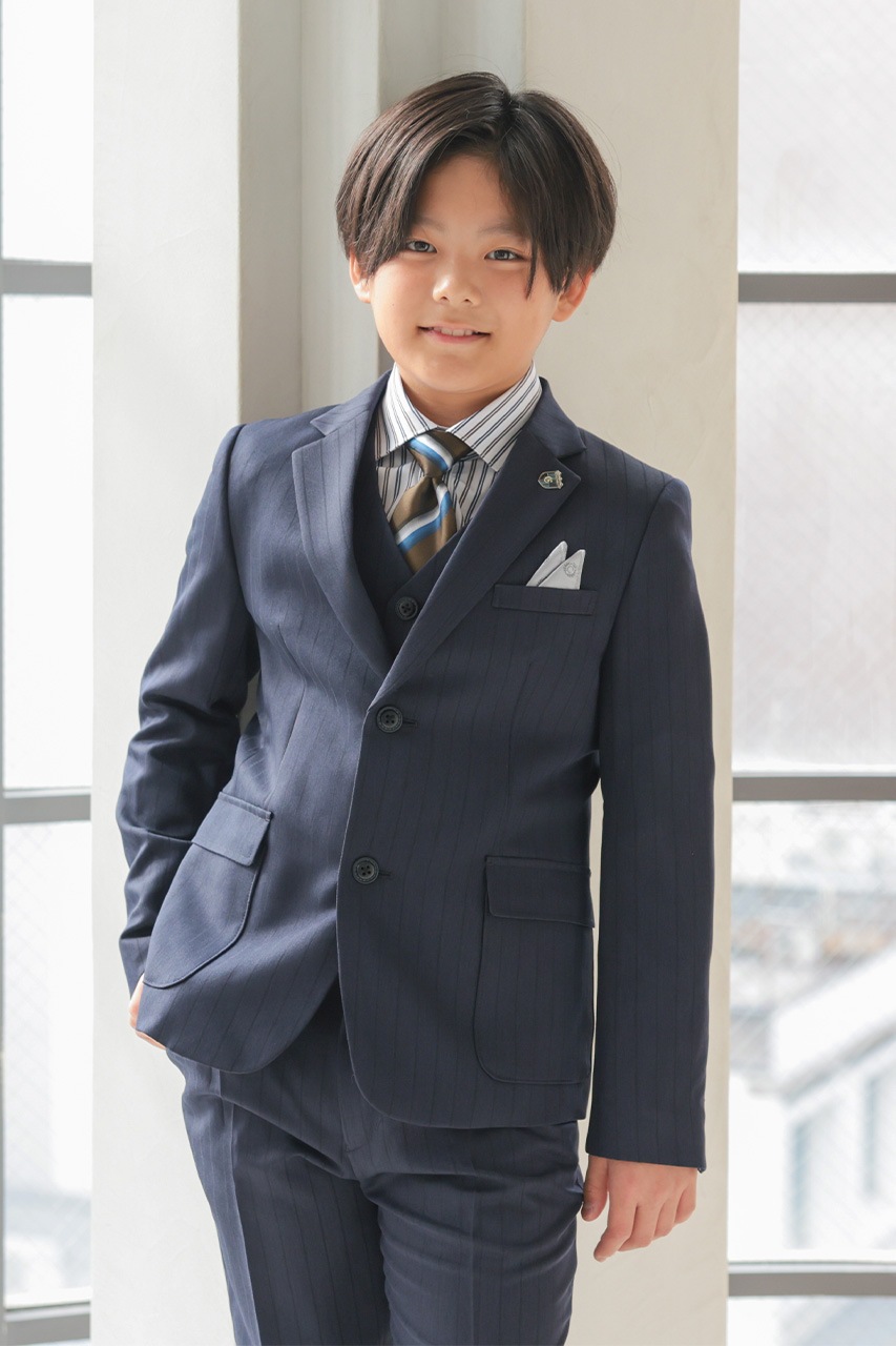 組み合わせが選べる】Boys ストライプフルセットスーツ ネイビー 140cm