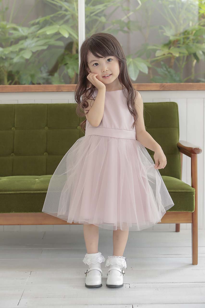 Kids バックレースチュールドレス ピンク 3歳｜結婚式のパーティー 
