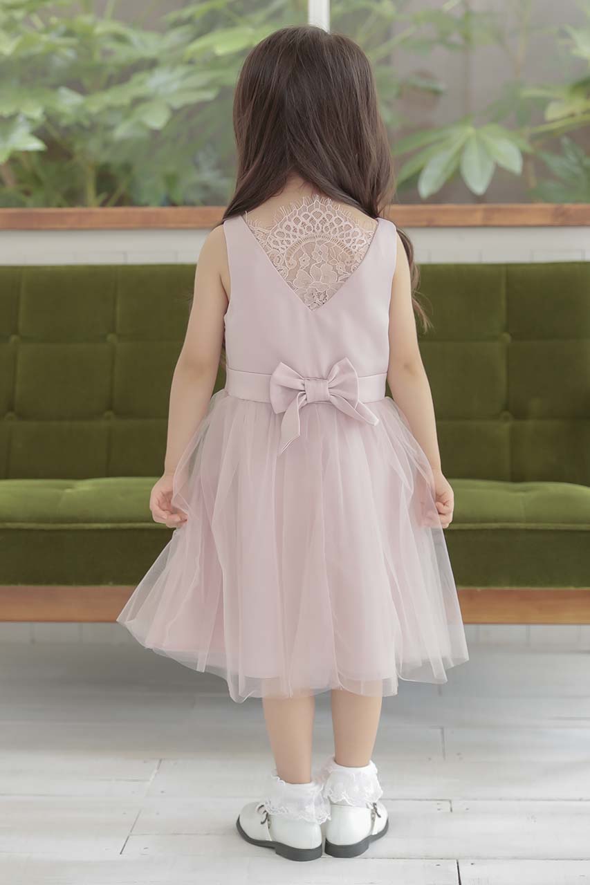 Kids バックレースチュールドレス ピンク 3歳｜結婚式の