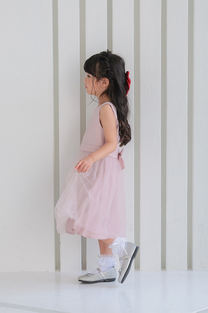 ピンク フリル チュールドレス Kids エンブロイダリーチュールドレス ピンク 5歳｜結婚式の