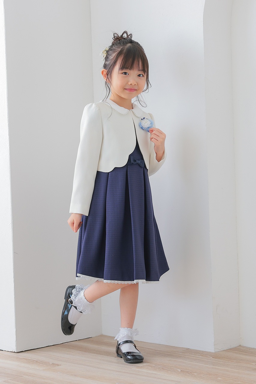 Girls ホワイトボレロアンサンブル 120cm(ワンピース/ボレロ 