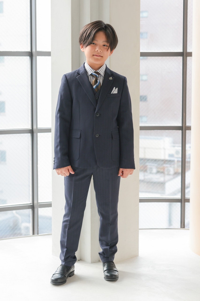 組み合わせが選べる】Boys ストライプフルセットスーツ ネイビー 140cm