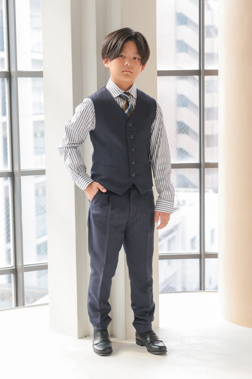組み合わせが選べる】Boys ストライプフルセットスーツ ネイビー 140cm