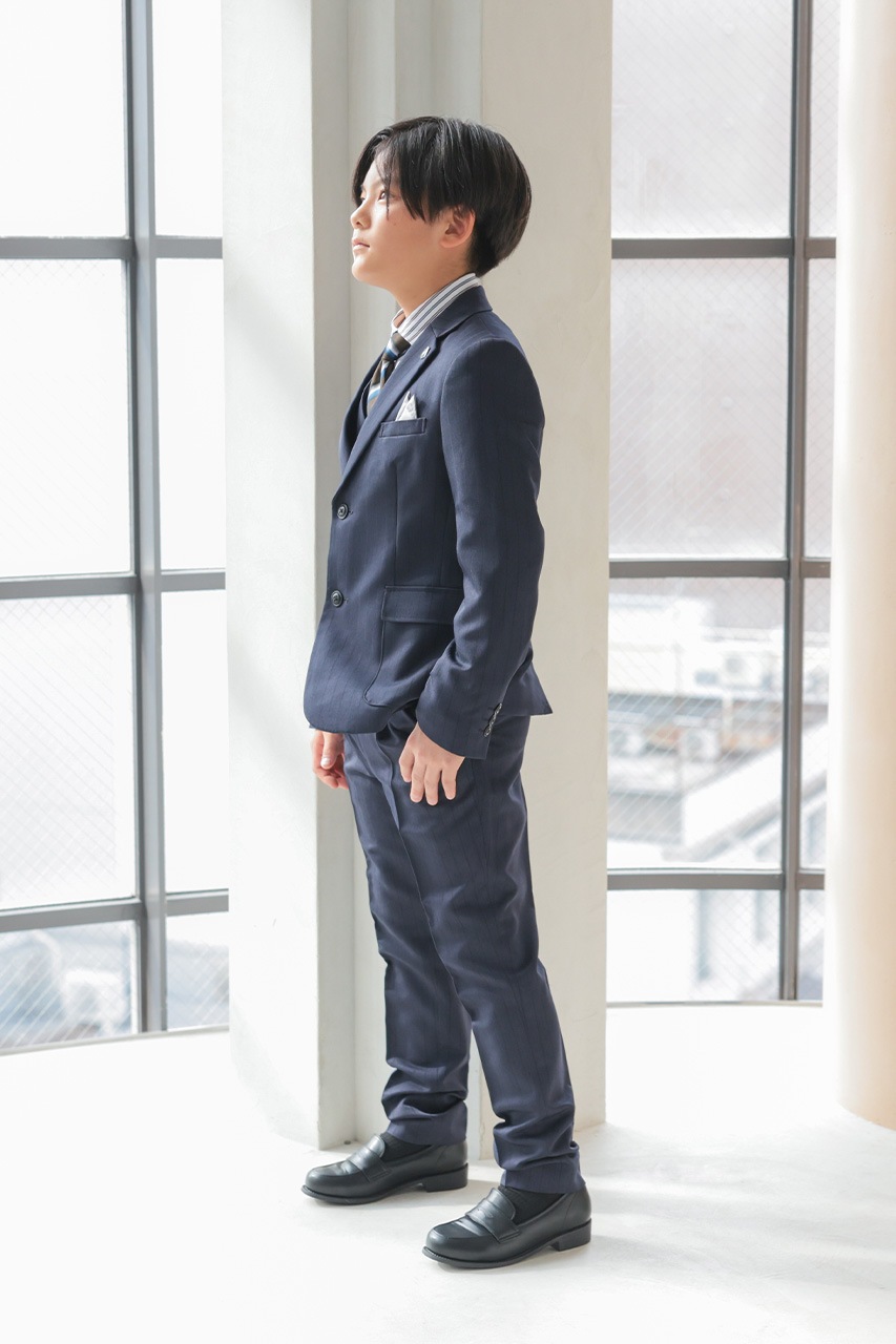 組み合わせが選べる】Boys ストライプフルセットスーツ ネイビー 140cm