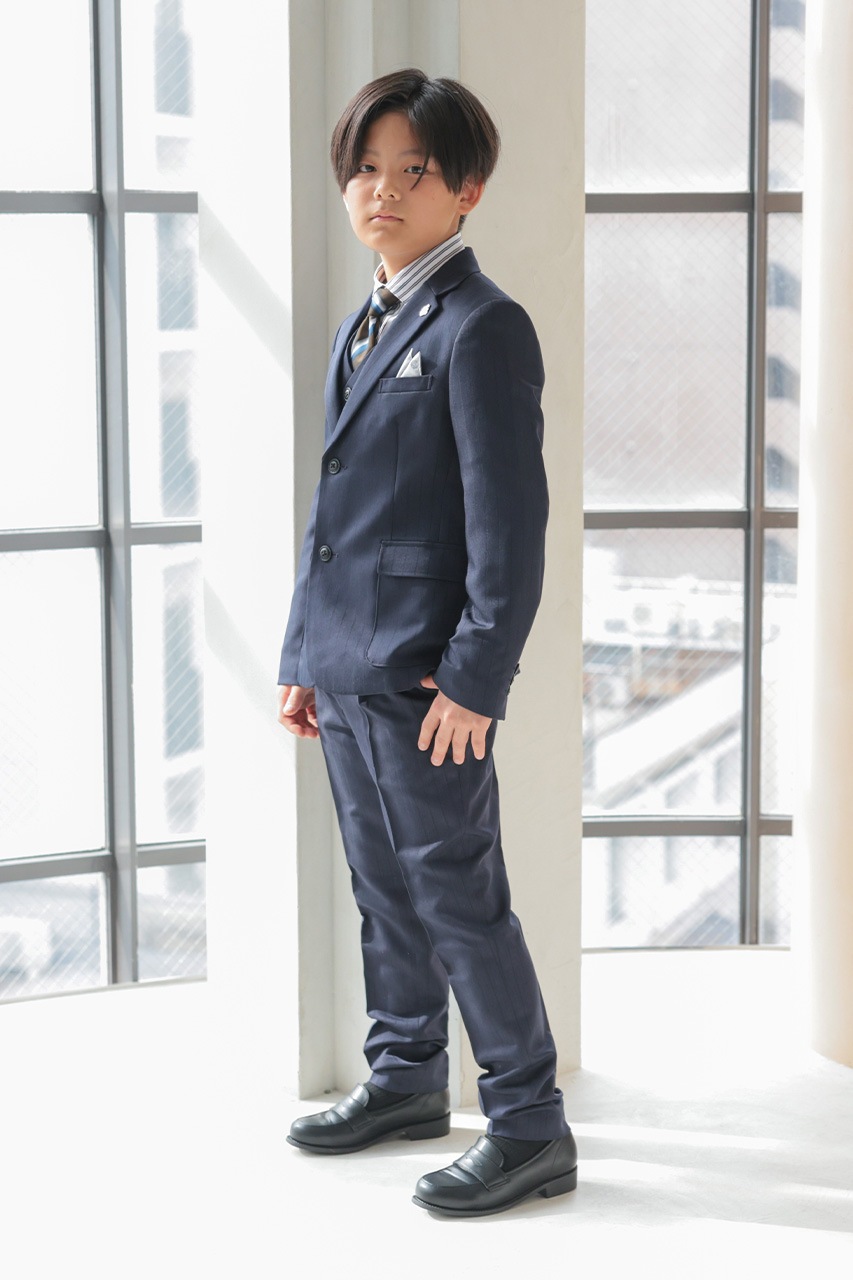 組み合わせが選べる】Boys ストライプフルセットスーツ ネイビー 140cm