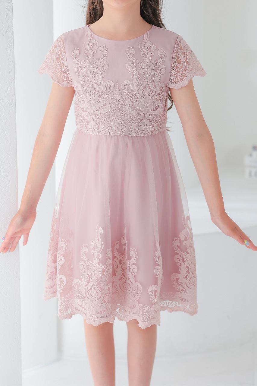 Kids レースフレアパーティードレス ピンク 12歳｜結婚式の