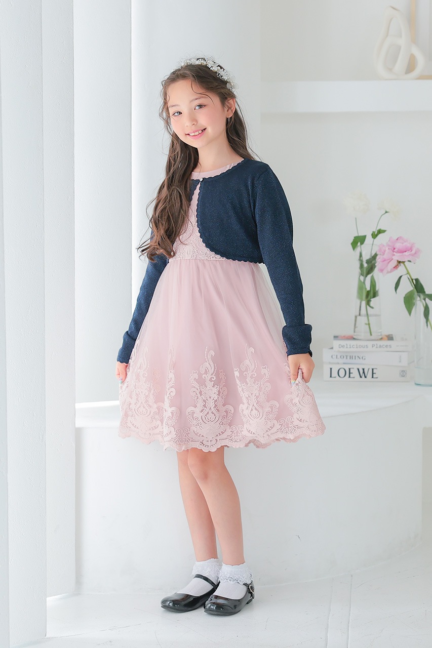 Kids レースフレアパーティードレス ピンク 12歳｜結婚式のパーティー