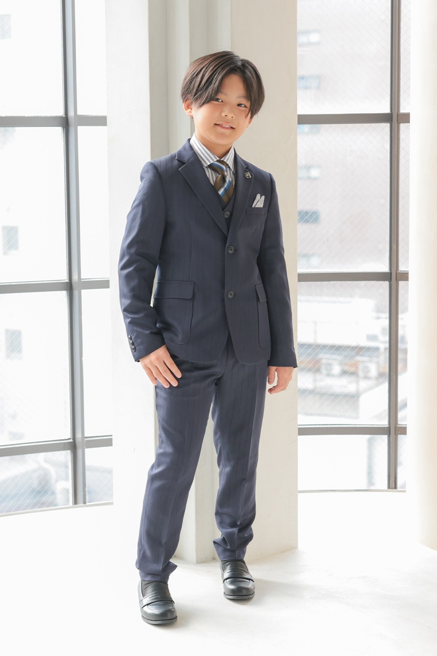 組み合わせが選べる】Boys ストライプフルセットスーツ ネイビー 150cm