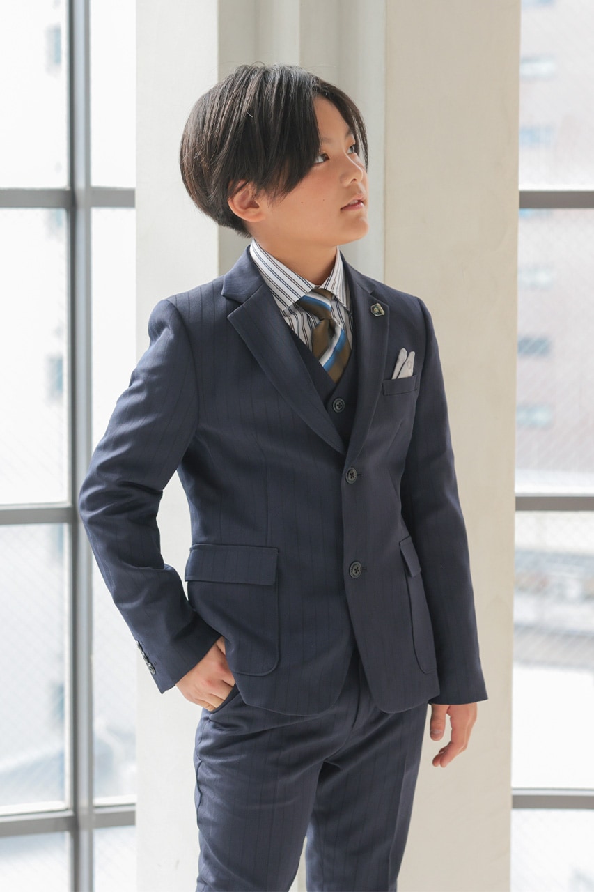 組み合わせが選べる】Boys ストライプフルセットスーツ ネイビー 150cm