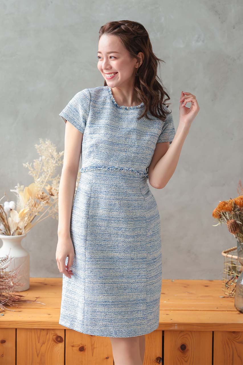 マタニティー兼用ツイードワンピース｜結婚式のパーティードレスなら