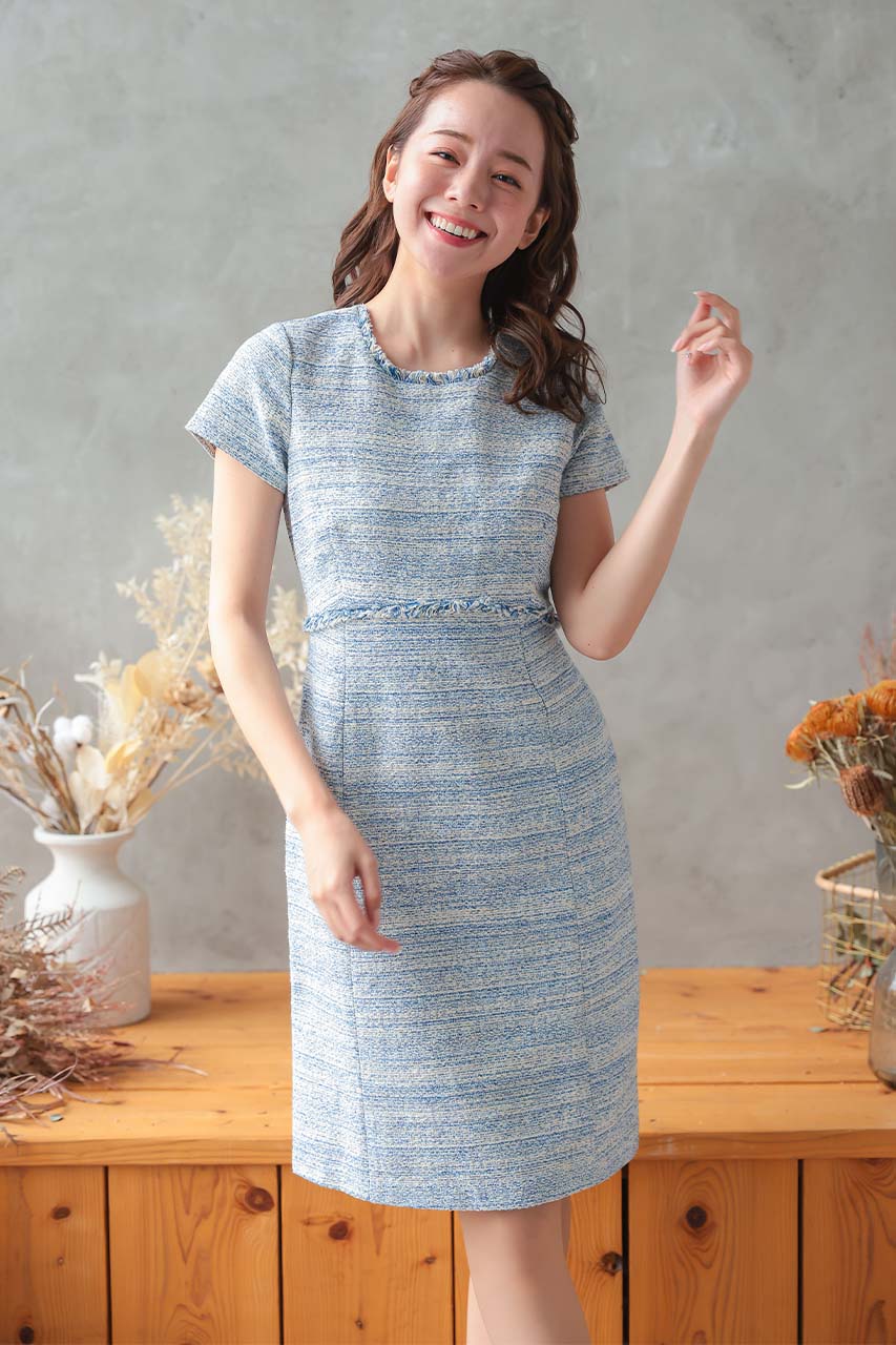 マタニティー兼用ツイードワンピース｜結婚式のパーティードレスなら